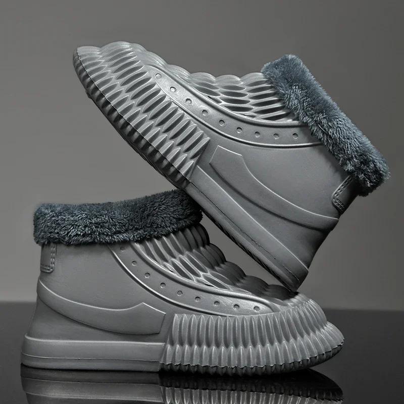 Winter Waterproof Men Boots Comfotable Lightweight Man Cotton Shoes Lightweight Warm Mens Snow Boots EVA Flat Male Casual Shoes