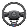 Universal Genuine Leather Steering Wheel Cover for Jeep Cherokee, Wrangler, Compass, Renegade - All-Season Use