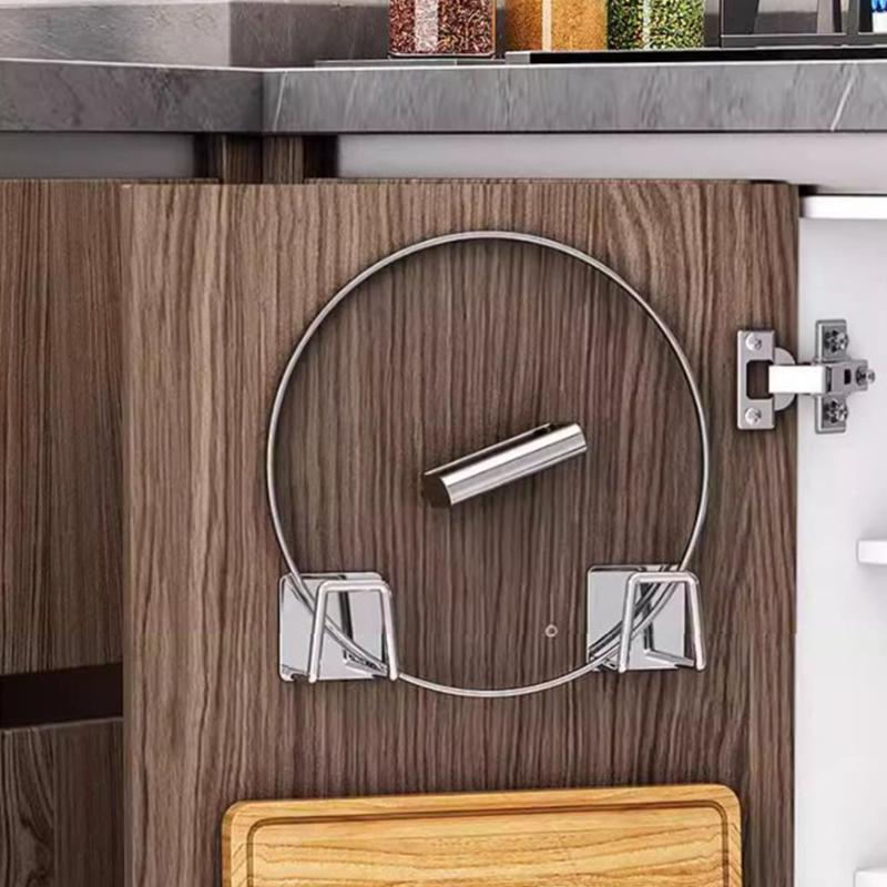 Kitchen Non Perforated Stainless Steel Storage Rack, Wall Mounted Pot Cover Rack, Cabinet Bottom Cutting Board Storage Rack