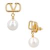 Valentino V Logo Pearl Drop Metal Earrings J0e36 Uxm 0o3