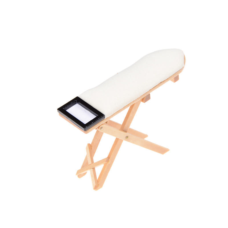 1Zestaw 1:12 Skala Domek dla lalek Miniatura Żelazko Z Deską Do Prasowania Zestaw Do Udawania Zabawy