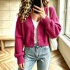 Women's Color Drop Shoulder Long Sleeve Soft Knit Sweater with Two Pockets