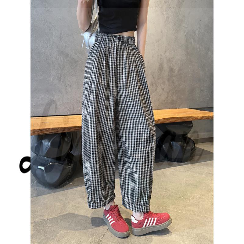 

Women s High-End Summer Banana Pants: Lightweight Ice Silk, Cotton-Linen Blend, Nine-Tenths Length, Textured Bubble Design Double Extra Large