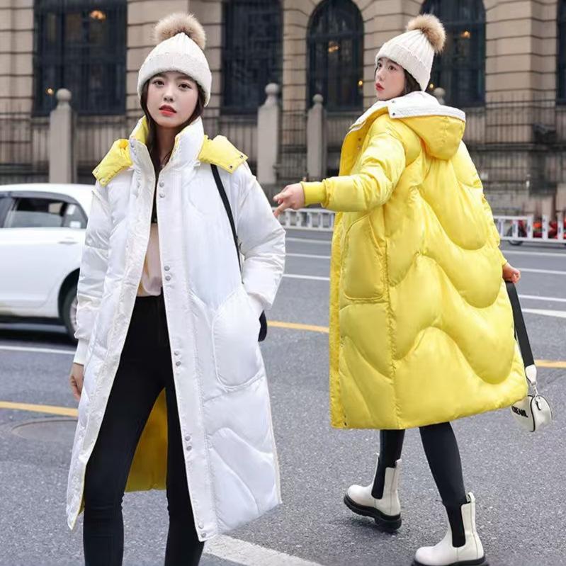 Thickened bread clothes, down cotton-padded clothes, women's loose winter coats, medium and long over-the-knee cotton.