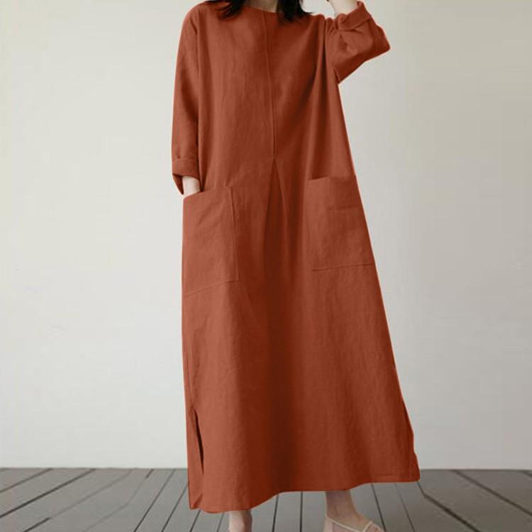 Women's Fashion Dress Spring Round Neck Long Sleeve Casual Women's Dress