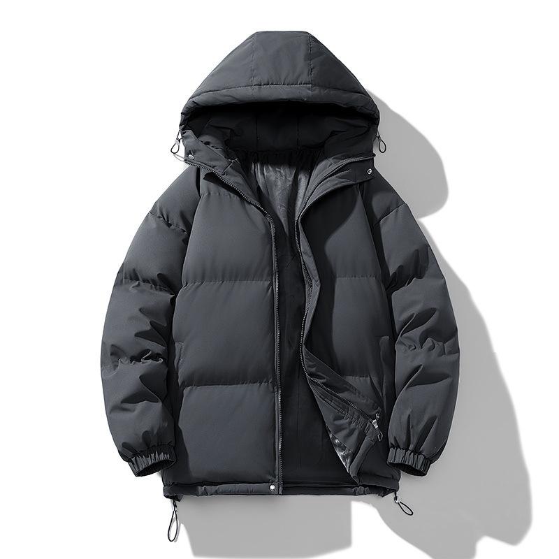 2025 new cotton clothes men's short bread clothes hooded warm thickened casual jacket men's couple efficient temperature lock tide