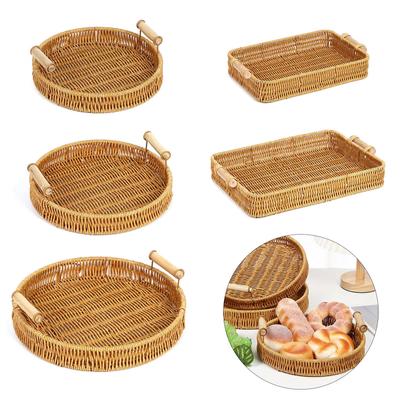 Waterproof Storage Basket Easy To Clean Organizer Basket Hand Woven Rattan Tray Versatile Home Organization Baskets