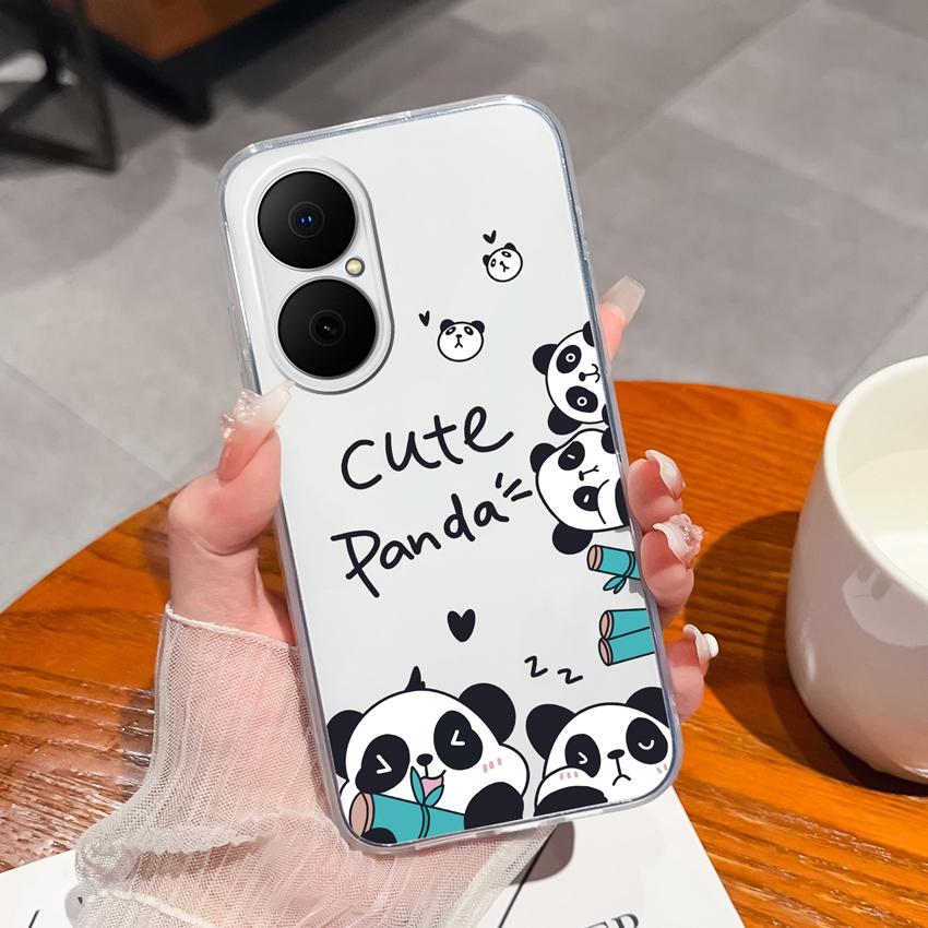 Für Huawei Enjoy 70x 80 Y6 P40 Y5 P50 Y8p Klare Hülle Niedliches Panda-Muster Weich Schlank Silikon Hohe Qualität Anti-Rutsch Langlebige Hülle Für Huawei Rückseitenabdeckungen