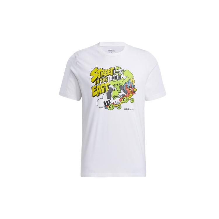 adidas neo M Freye Tee 1 Cartoon Printing Pattern Sports Short Sleeve White Men s GS2588 L