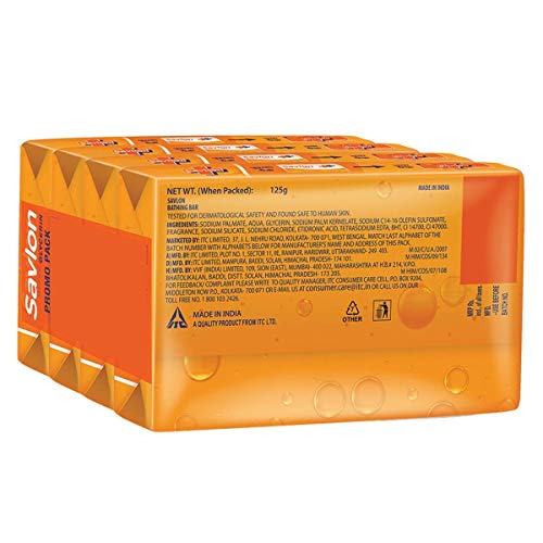 Savlon Glycerin Soap Bar Translucent Orange Moisturizing Body Wash For Men And Women Family Skin Care Pack Of Four 115 Chars