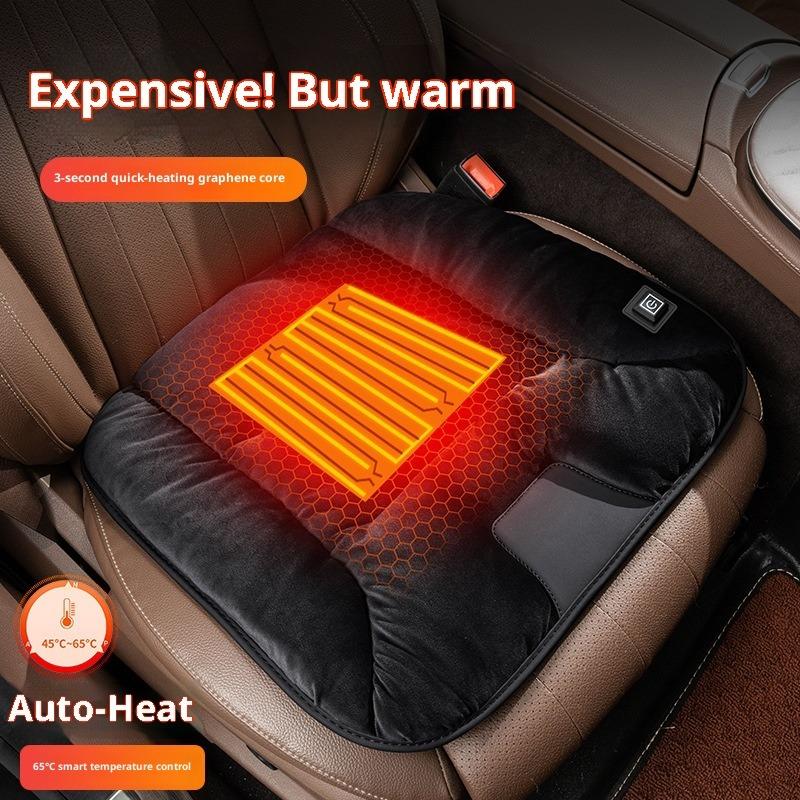 Graphene Car Heating Seat Cushion Winter Plush Car Seat Cushion Office Warm Seat Electric Heating Car Decoration