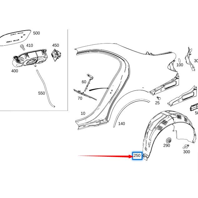 Mercedes-Benz E-Class W213 Rear Wheel Inner Liner (2136900304/2136900404)