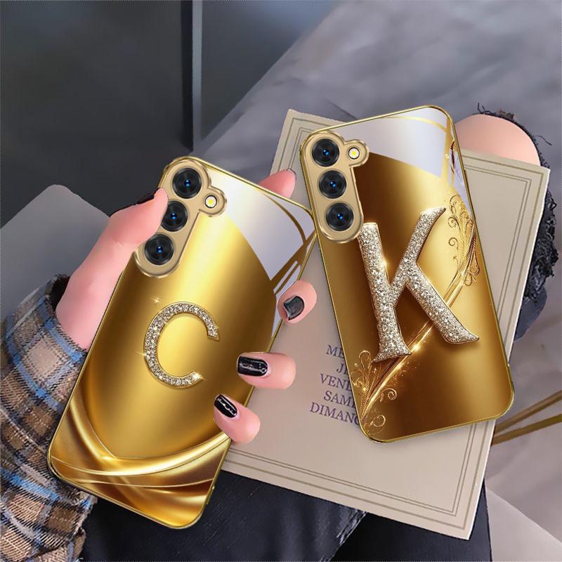 Laurel leaf ring gold For Samsung Galaxy S26 S20 FE S21 S22 S23 Plus S24 Ultra S25Ultra S21+ S22Plus Golden glass phone case