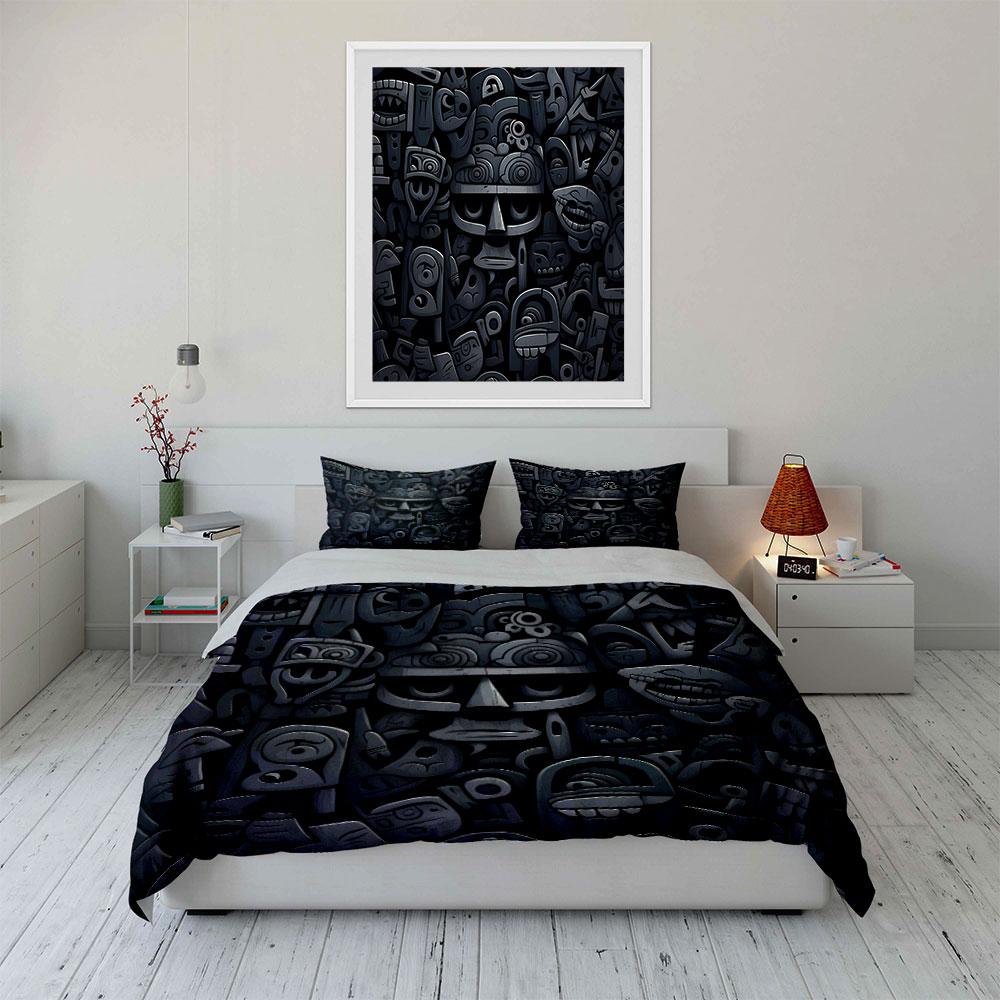 Tribal Mask Set For Decoration Kid'S And Adults' Bedroom Decor, Exquisite Three-Piece Bedding Set Gift