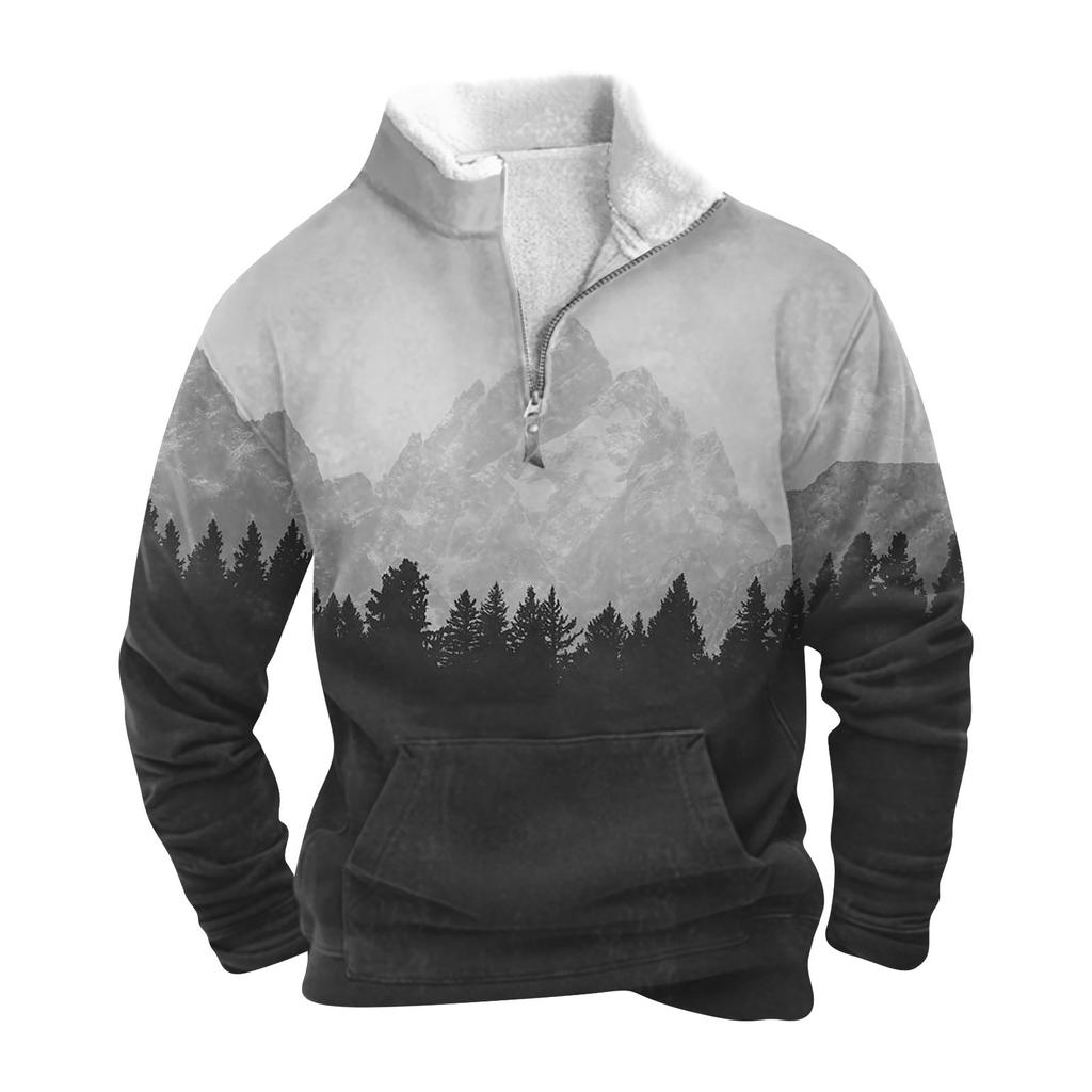 Das Herren-Sweatshirt mit Stehkragen im Frühling und Herbst ist ein Outdoor-Freizeitpullover