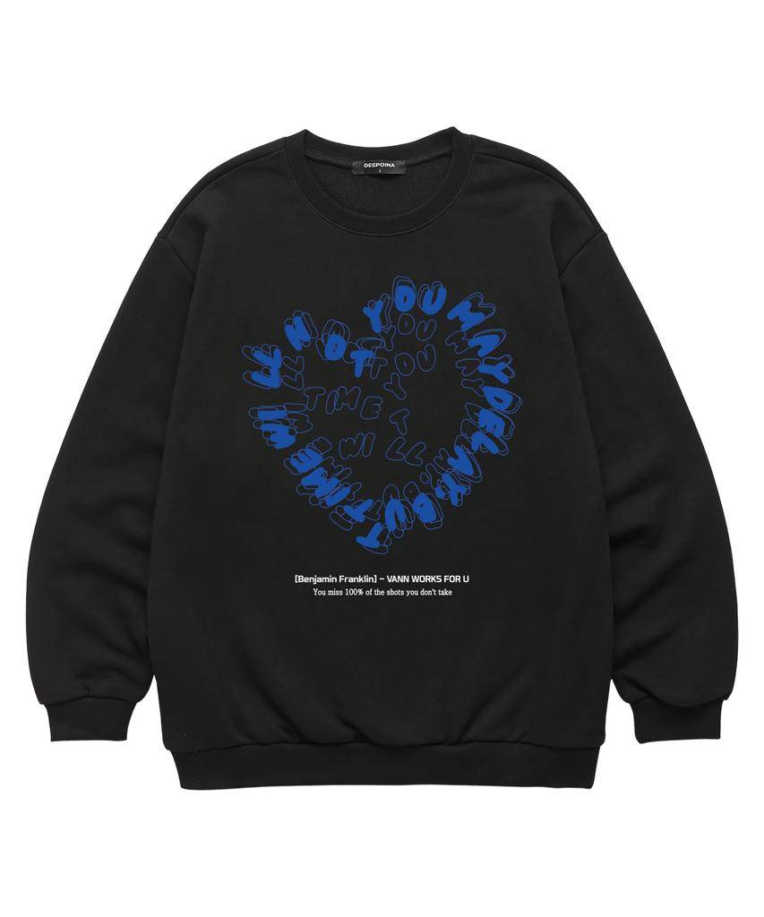 VANNWORKS Heart Typo Sweatshirt (Vls0077) Black