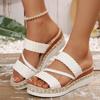 Fashion Zoki Lightweight Thick Sole Woven Slippers for Women 2025 Summer Wedge Heels Sandals Woman Plus Size Platform Sandles Female