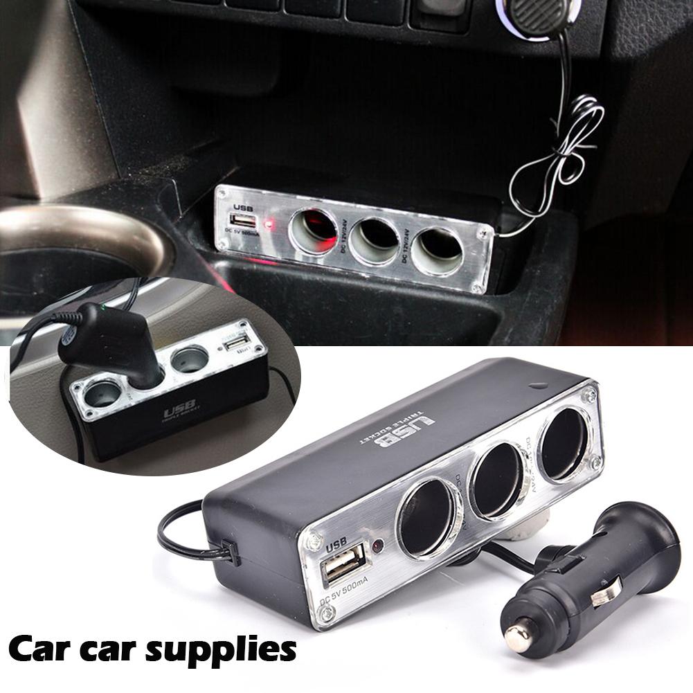 2V/24V 3 Way Multi Socket Car Cigarette Lighter Splitter Car Adapter Accessories Port Plug Char P4B9