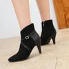 Spring Apricot Black Women Ankle Boots Pointed Toe High Spike Heel Small Big Size 33 47