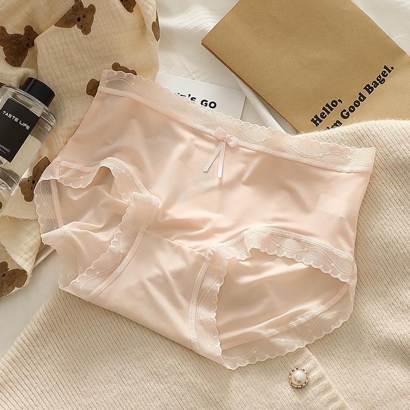 Women's Spring Summer Simple Solid Color Ice Silk Cool Traceless Cotton Bottom Crotch Triangle Briefs