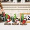 Christmas Wooden Decorations Cartoon 3D Wooden Ornaments Plastic Xmas Tree Pendant Santa Claus Crafts Table Festival Decoration