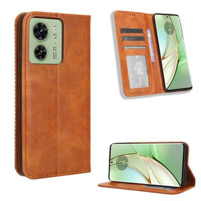 Flipový kryt pro Motorola Moto Edge 40 kožený kryt [flip vintage kůže] peněženka nárazuvzdorný odolný retro kryt na telefon