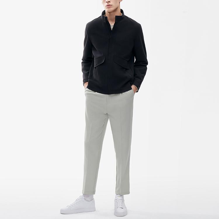 Fila Solid Color Sports Knit Stand Collar Jacket Men Jackets Black F11M212508FBK