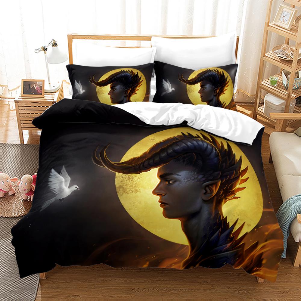 Anime Monster Bedding Set Single Twin Full Queen King Size Animal Tag Lion Wolf Bed Set Adult Kid Bedroom Duvetcover Set