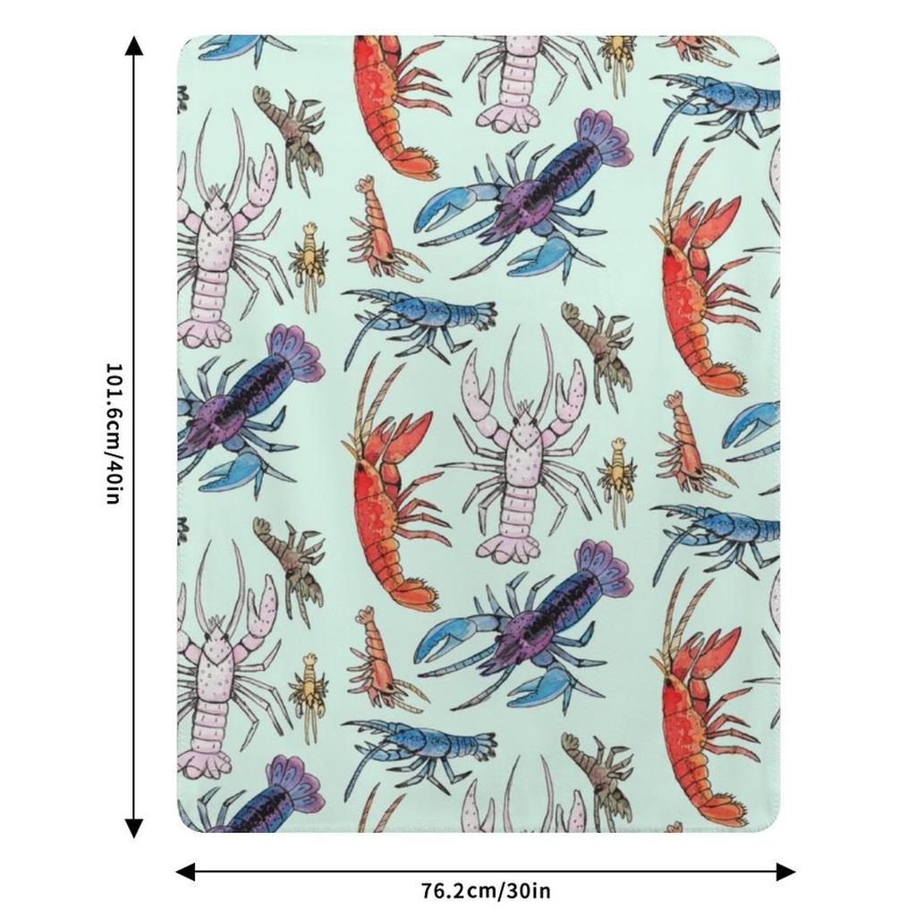 Colorful Aquatic Crayfish Species In Watercolor Throw Blanket Men'S Soft Warm Throw Blanket For Couch