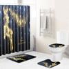 Christmas Elements Bathroom Shower Curtain Floor Mat Toilet Cover Foot Mat Four-Piece Set