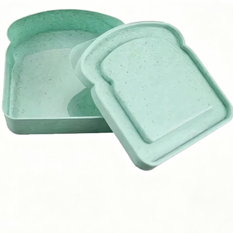 Toast Shaped Sandwich Container Reusable Wheat Straw  with Lid Portable Food Storage Box for School Office Camping Picnic