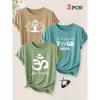 3er-Pack Yoga Meditation Figur Lotus Symbol Aufdruck Damen Kurzarm T-Shirts Sommer Herbst Sport Urlaub Freizeit Oberteile