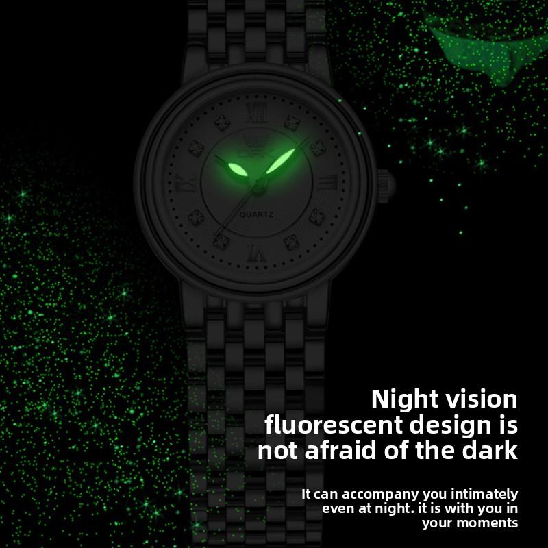 OPK Brand Couple Luminous Diamond Scale Exquisite Men's and Women's Trend Quartz Watch Women's Leisure Steel Belt Waterproof Watch