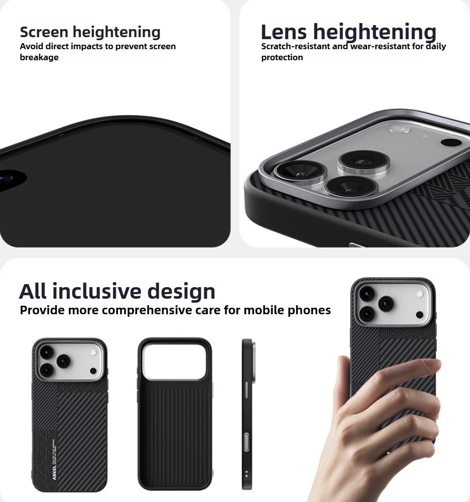 Magnetic Wireless Charging Carbon Fiber Pattern Phone Case for iPhone 17 Pro Max Air 16e 16 15 Plus 14 13 Metal Lens Grip Cover