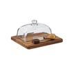 Butter Dish with Glass Lid Wooden Base Butter Keeper Saver with Cover for Table, Kitchen Countertop, Refrigerator With Knife