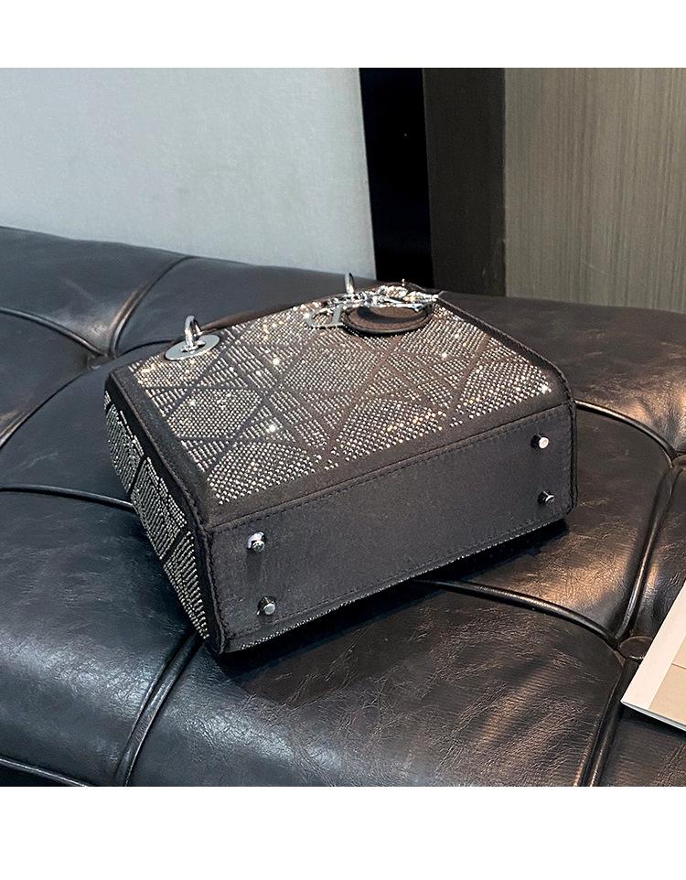 Rhinestone Light Luxury Women's 2025 Princess Diana Handheld Crossbody Shoulder Bag - Exquisite Small Square Design