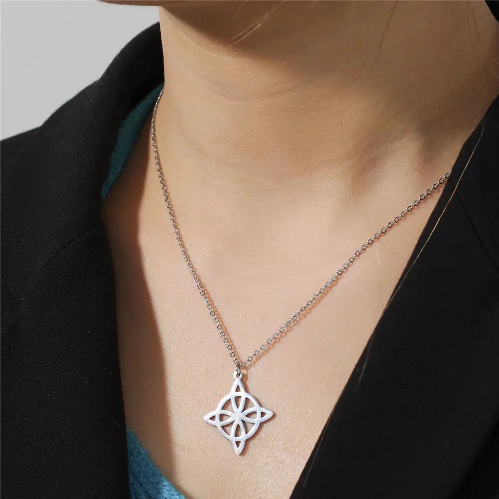 Skyrim Witch Knot Double Sided Knot Pendant Stainless Steel Geometric Necklace Women's Fashion Retro Talisman Jewelry 2026 New