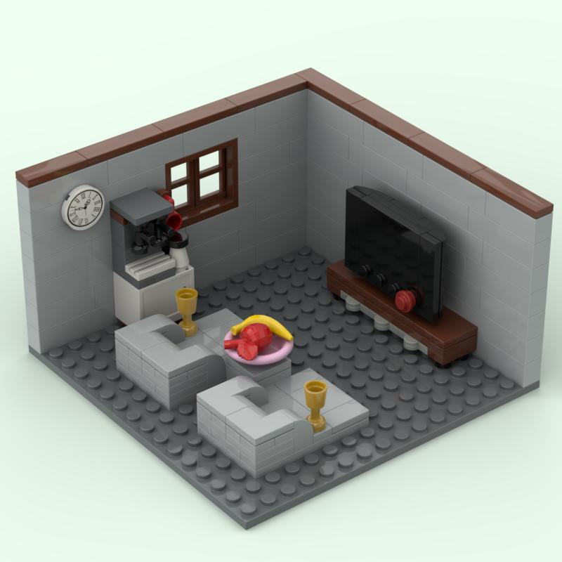 MOC City House Room Building Blocks Classroom Bedroom Kitchen Bricks Toys Kids Gift