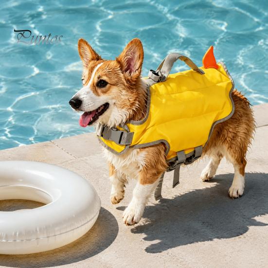 Lightweight Canine Float Coat Dog Life Jacket, High Buoyancy Pet Swim Vest with Chin Rest And Rescue Adjustable Water Safety Gear Handle, Jacket