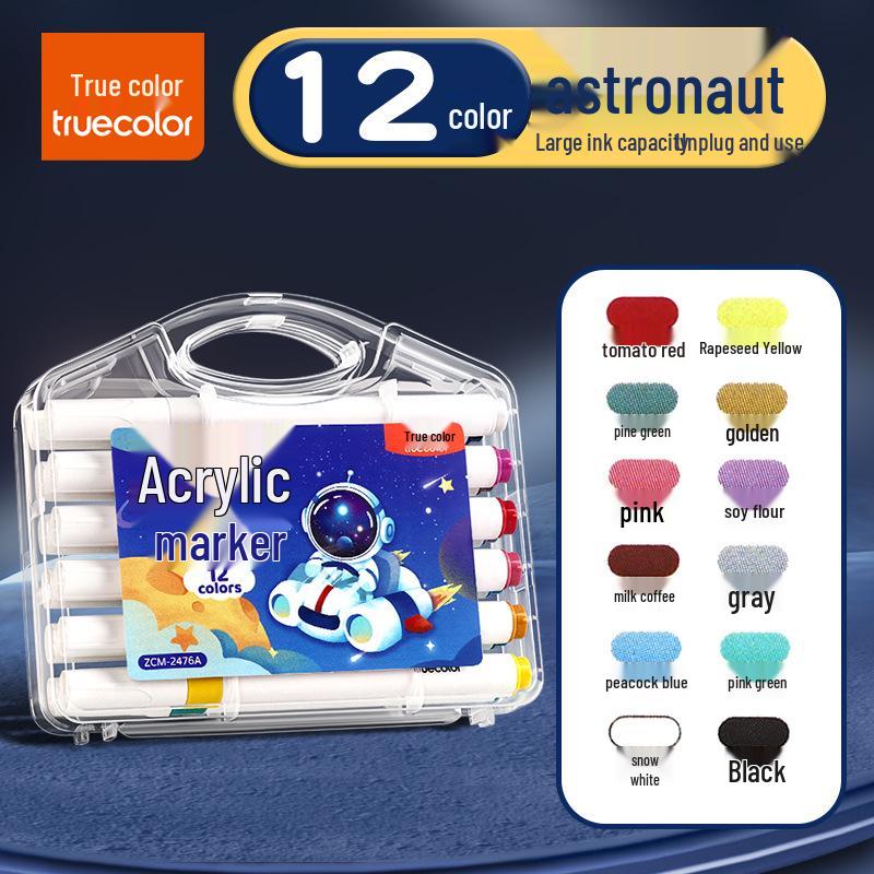 True Color Soft Tip Acrylic Marker Pens - Non-Bleeding, Stackable, Hand-Painted Graffiti & Watercolor Art Pens for Students