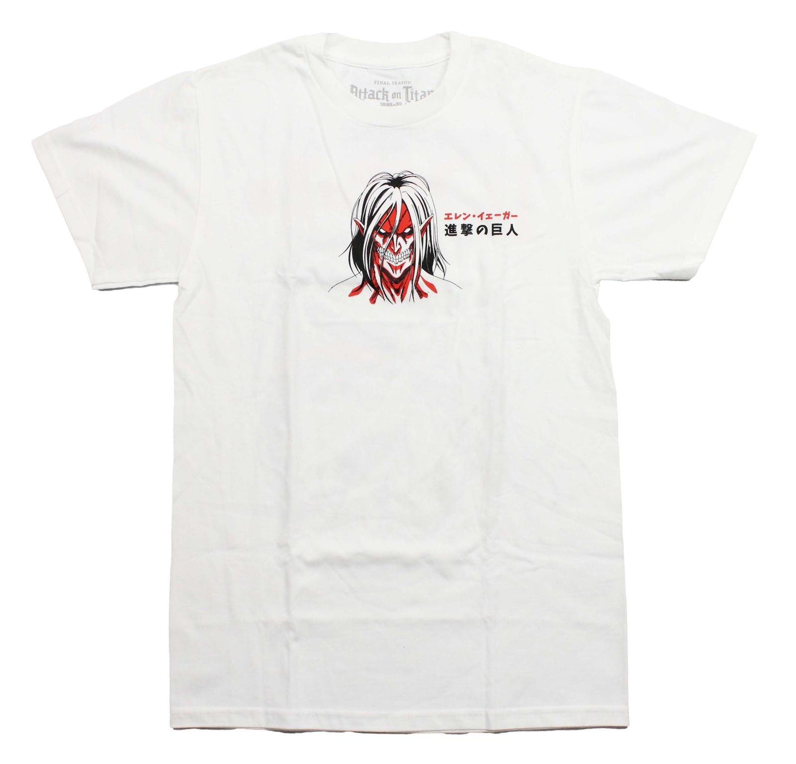 Attack on Titan New Adult T-Shirt Titan Eren Yeager Front and Back Pose XXL