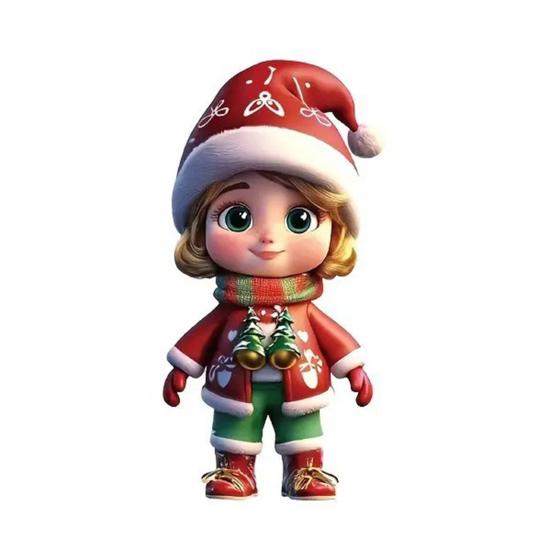 2D Acrylic Christmas Hanging Pendant Cartoon Flat Snowman Santa Car Rearview Mirror Charm for Xmas Tree Backpack Decoration Car Interior Accessories