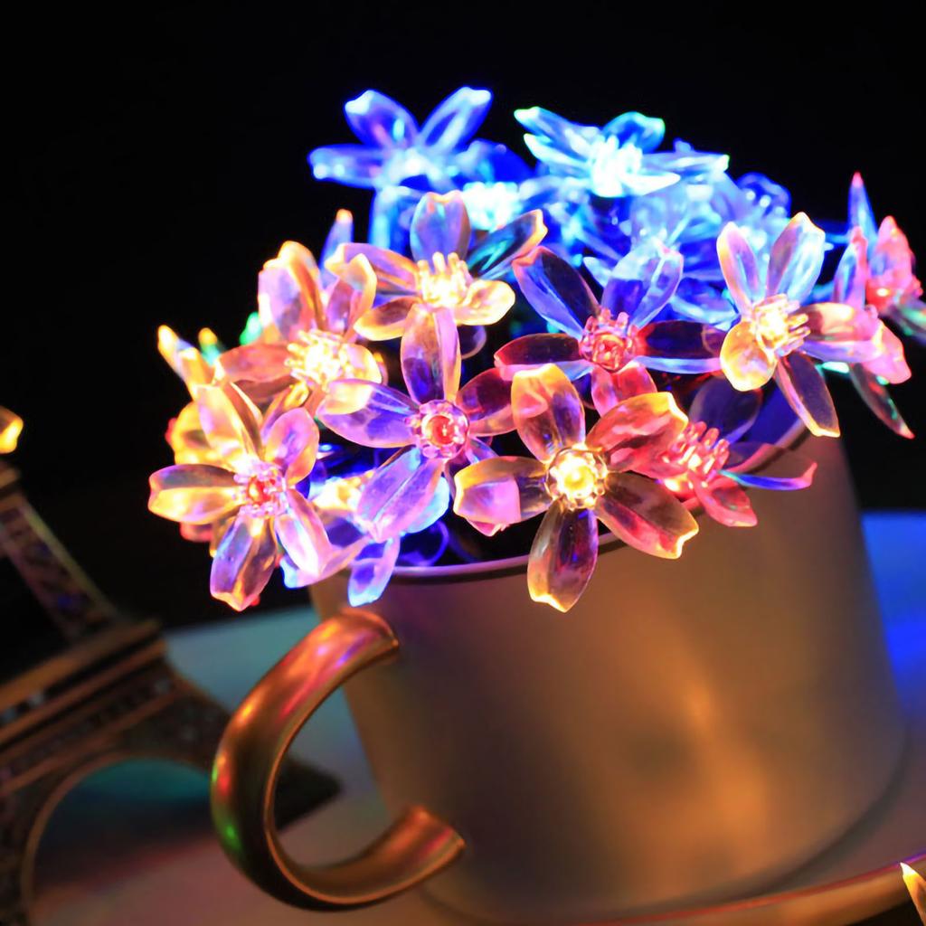 Sakura Lichterkette Solarenergie LED Wasserdicht Dekorationslicht für Außenhof Bunt 5