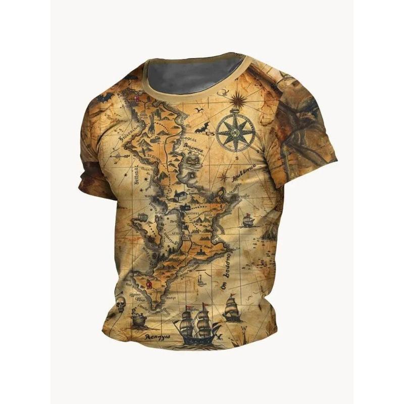 Herren Mode 3D Gedrucktes Herren T-Shirt Rundhals Kurzarm Trendige Streetwear