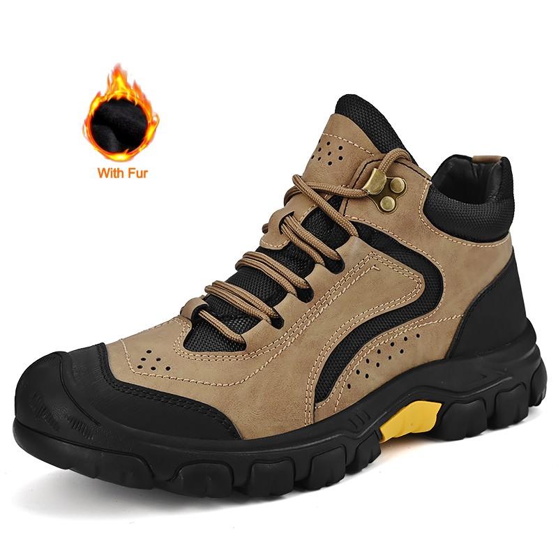 

Ботильоны мужские из натуральной кожи 2024 года, зимняя обувь для походов на открытом воздухе, повседневные кроссовки для ходьбы, нескользящие рабочие короткие ботинки для мужчин 38