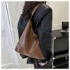 Große Kapazität Faux-Leder-Tragetasche für Damen Stilvolle Eimer-Schulter-Handtasche