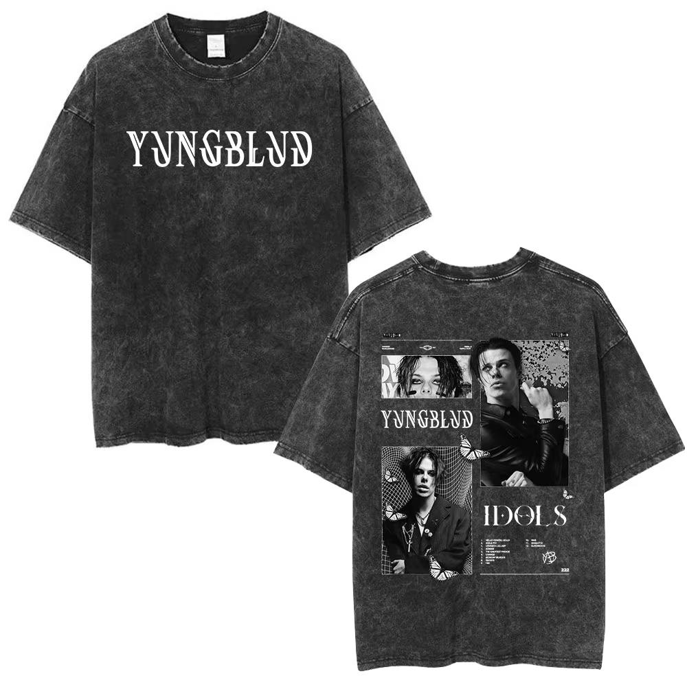 Washed Vintage Singer Yungblud IDOLS Album Merch Tshirt Men Women Clothing Fashion Short Sleeve Cotton Casual Oversized T Shirt