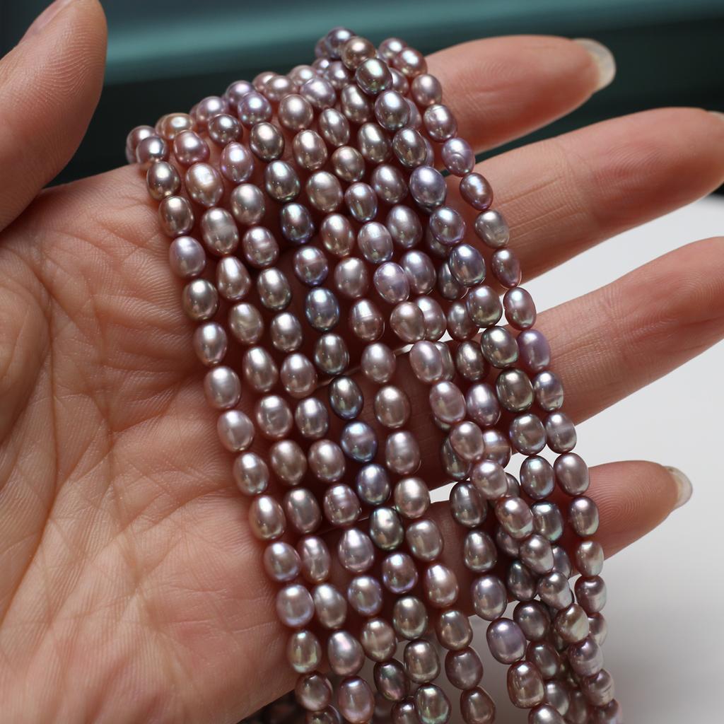 1String, Purple Beads 4-5mm, Fashion Handmade Rice Shape Artificial Pearl Beads for Jewelry Making DIY Necklaces, Bracelets, Anklet Accessories 36cm