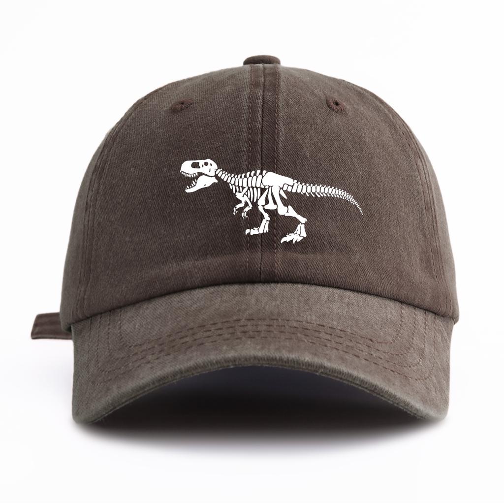 1 Stück T-Rex-Aufdruck Gewaschene Baseballkappe für Erwachsene Minimalistischer Retro-Stil Lässig Weich Verstellbar Papa-Hut Perfekt als Geschenk