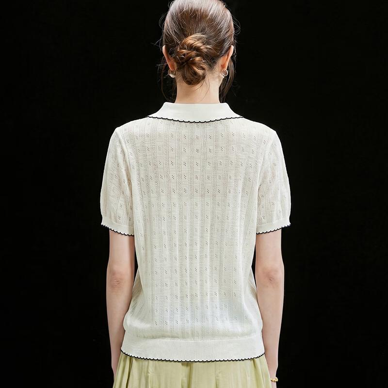 Tencel Linen Blend Jacquard Knit Polo Shirt